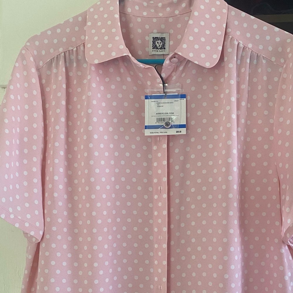 Anne Klein Pink Polka Dot Blouse